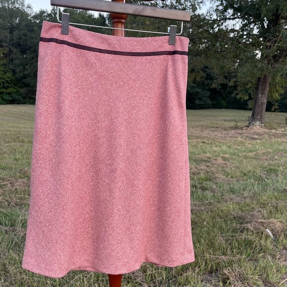Women's Ann Taylor Size 8 Lined Pink/Burgundy Tweed Pleated A-Line Skirt - Picture 4 of 15
